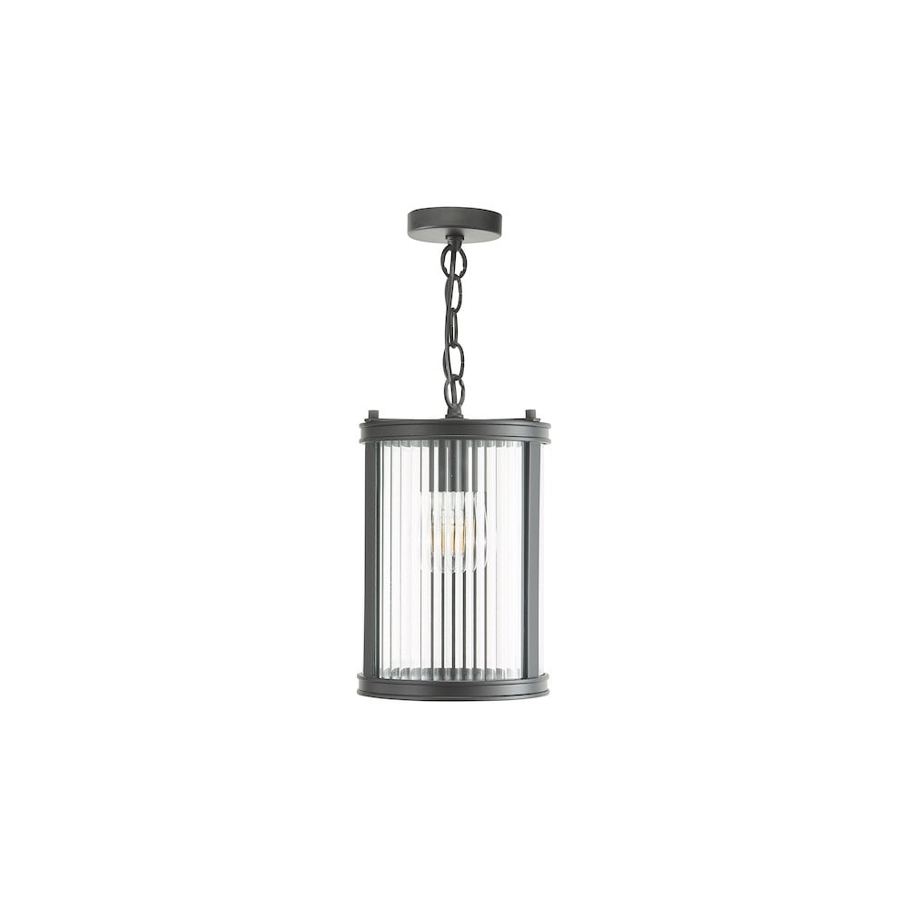 BIA0122 Bianka Pendant Matt Black and Ribbed Glass
