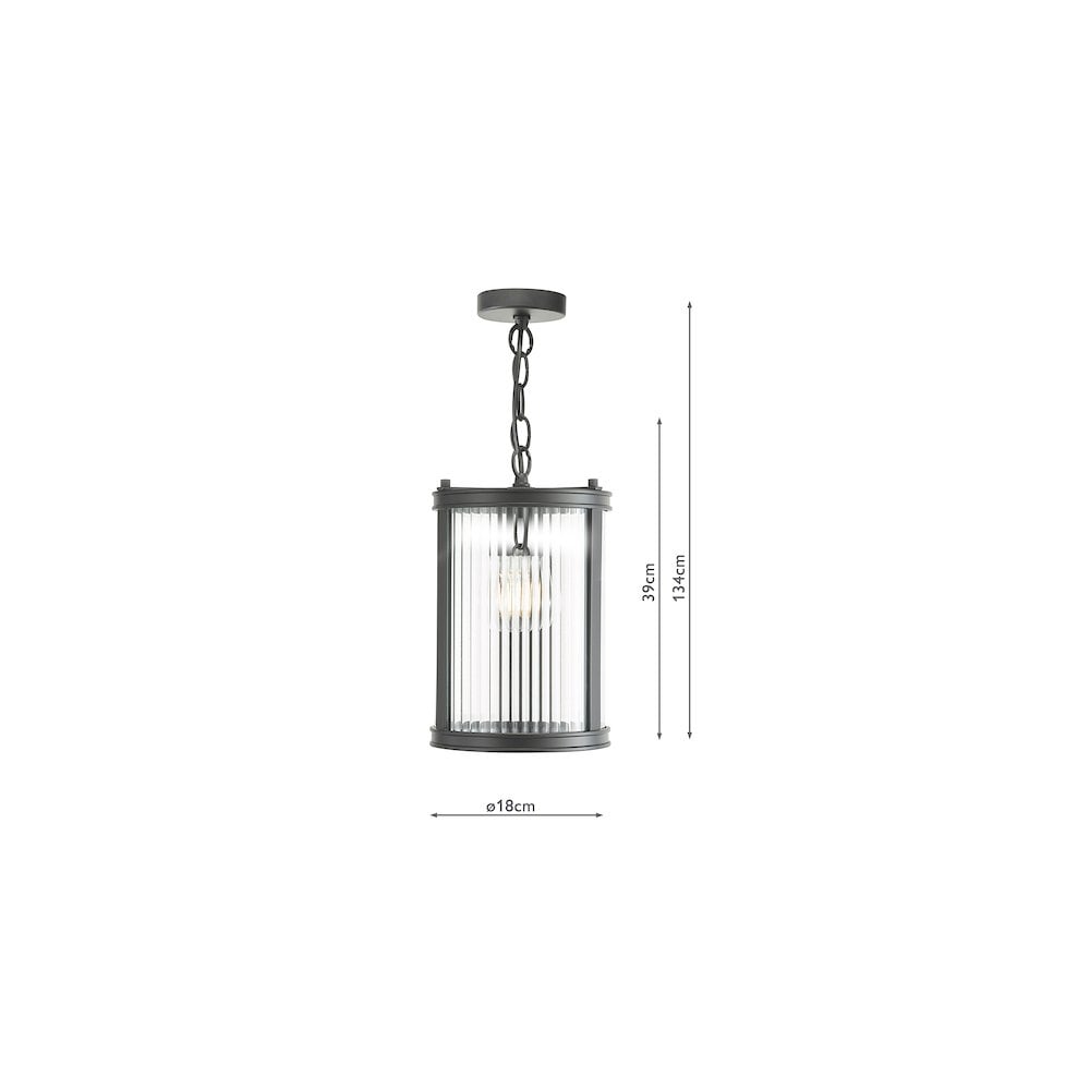 BIA0122 Bianka Pendant Matt Black and Ribbed Glass