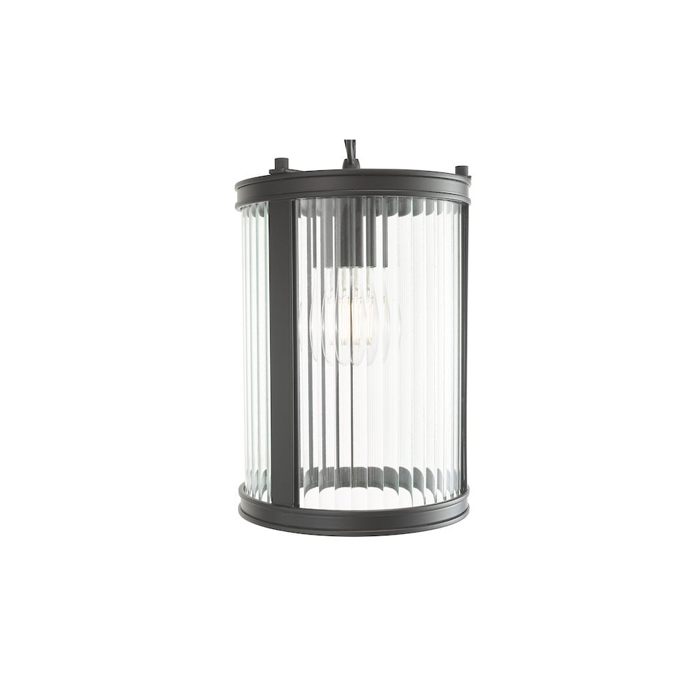BIA0122 Bianka Pendant Matt Black and Ribbed Glass