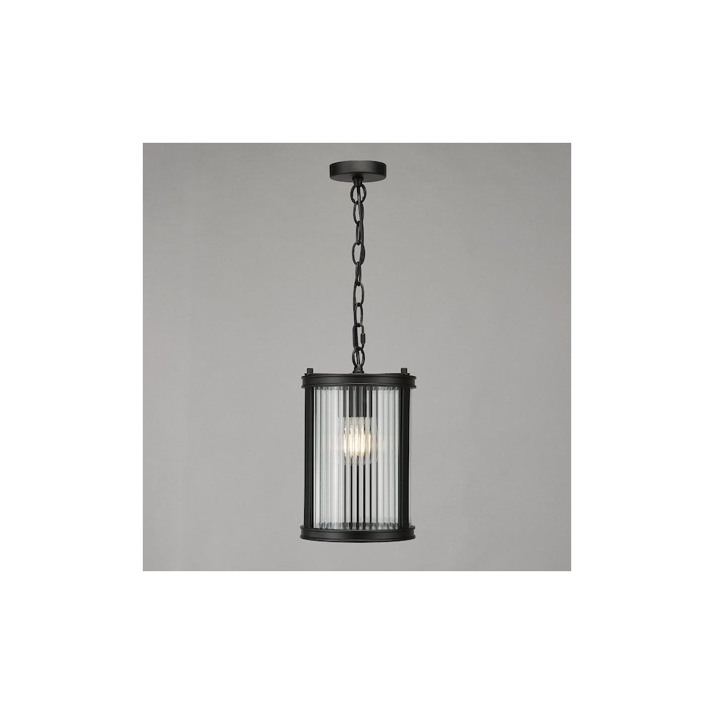 BIA0122 Bianka Pendant Matt Black and Ribbed Glass
