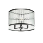 BIA0322 Bianka 3 Light Pendant Matt Black and Ribbed Glass
