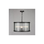 BIA0322 Bianka 3 Light Pendant Matt Black and Ribbed Glass