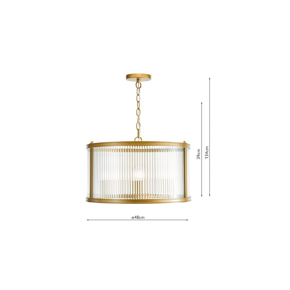 BIA0363 Bianka 3 Light Pendant Bronze and Ribbed Glass (S)