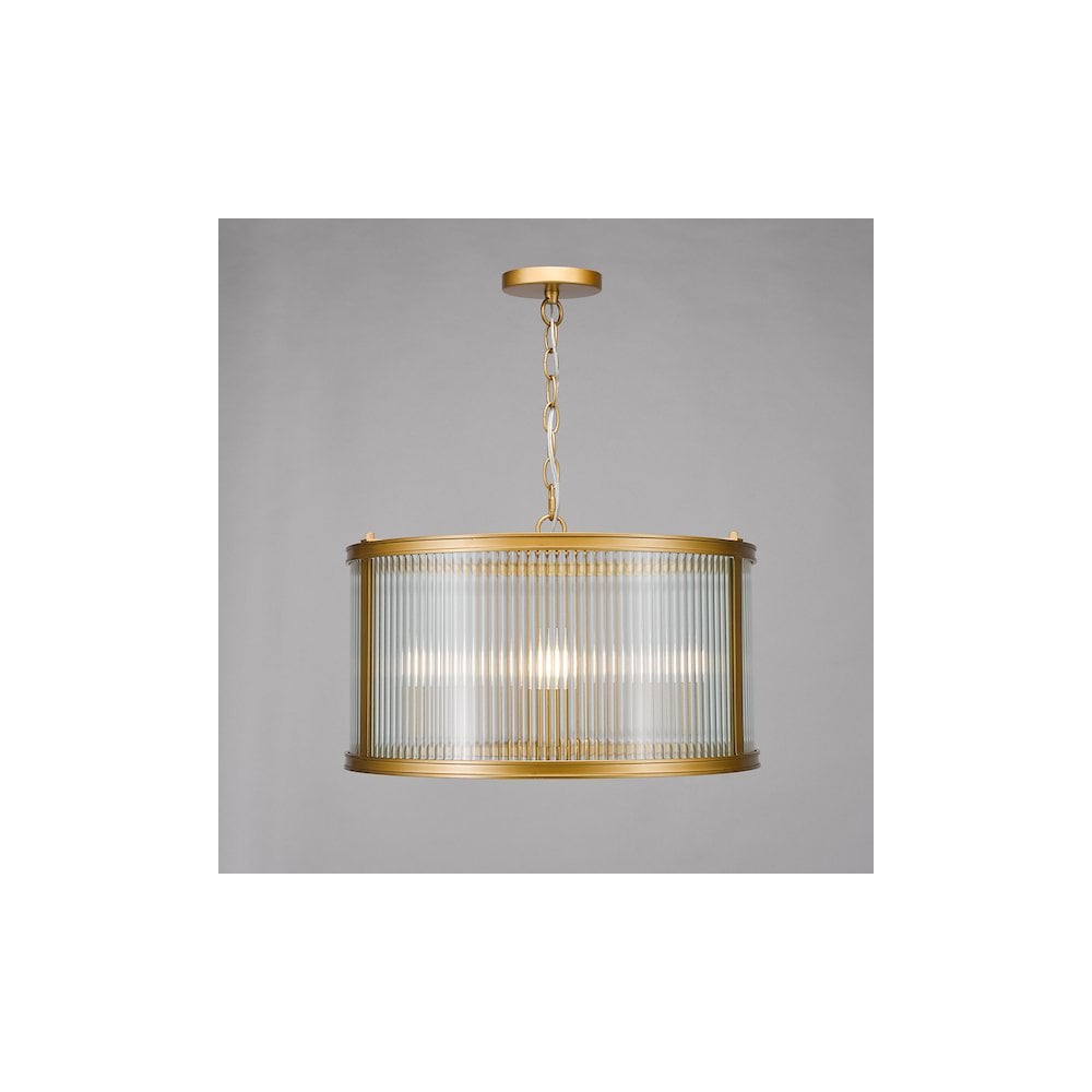 BIA0363 Bianka 3 Light Pendant Bronze and Ribbed Glass (S)