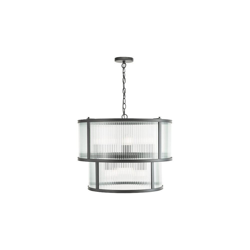 BIA0622 Bianka 6 Light Pendant Matt Black and Ribbed Glass