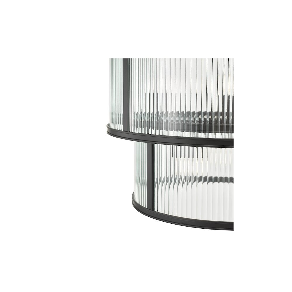 BIA0622 Bianka 6 Light Pendant Matt Black and Ribbed Glass