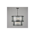 BIA0622 Bianka 6 Light Pendant Matt Black and Ribbed Glass