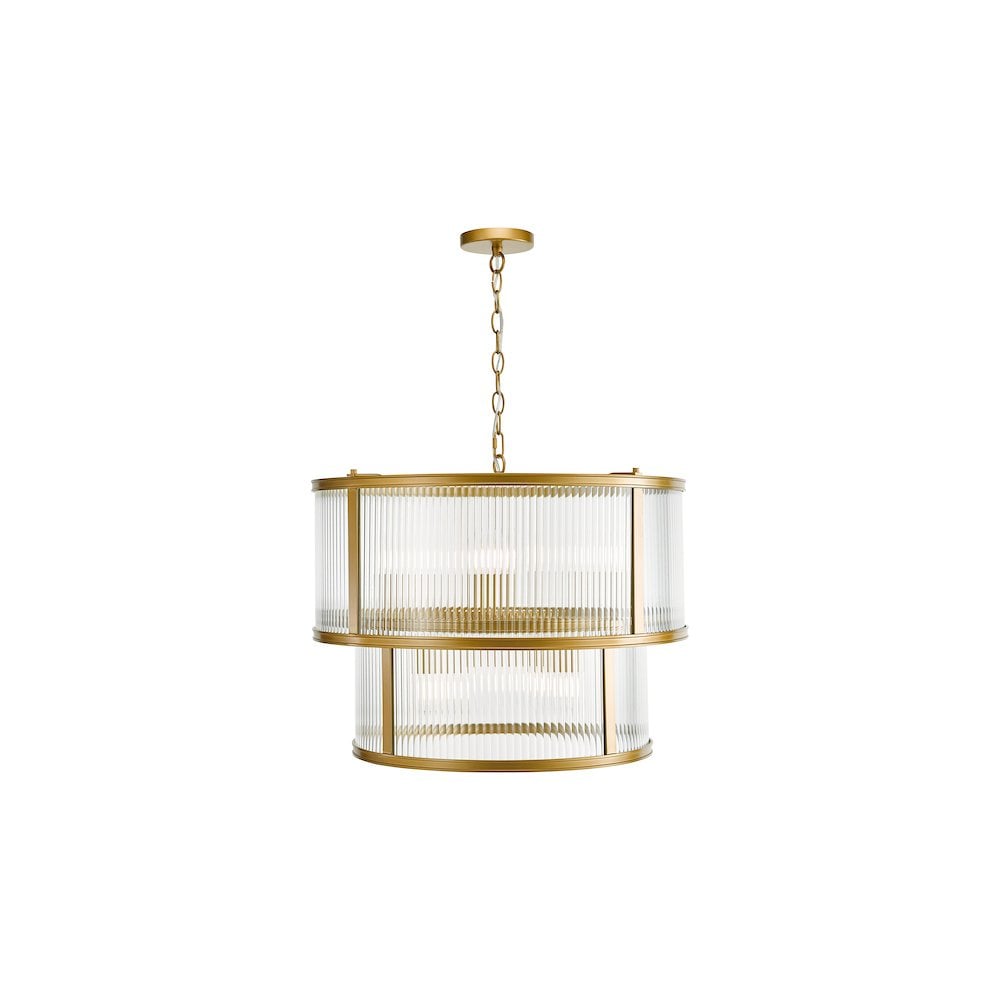 BIA0663 Bianka 6 Light Pendant Bronze and Ribbed Glass