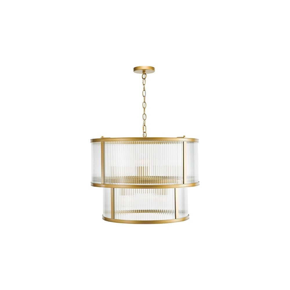 BIA0663 Bianka 6 Light Pendant Bronze and Ribbed Glass