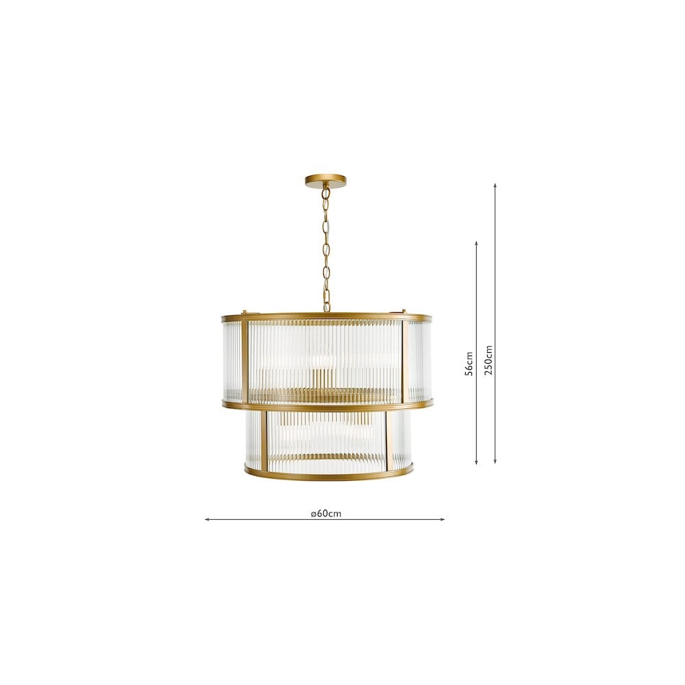 BIA0663 Bianka 6 Light Pendant Bronze and Ribbed Glass