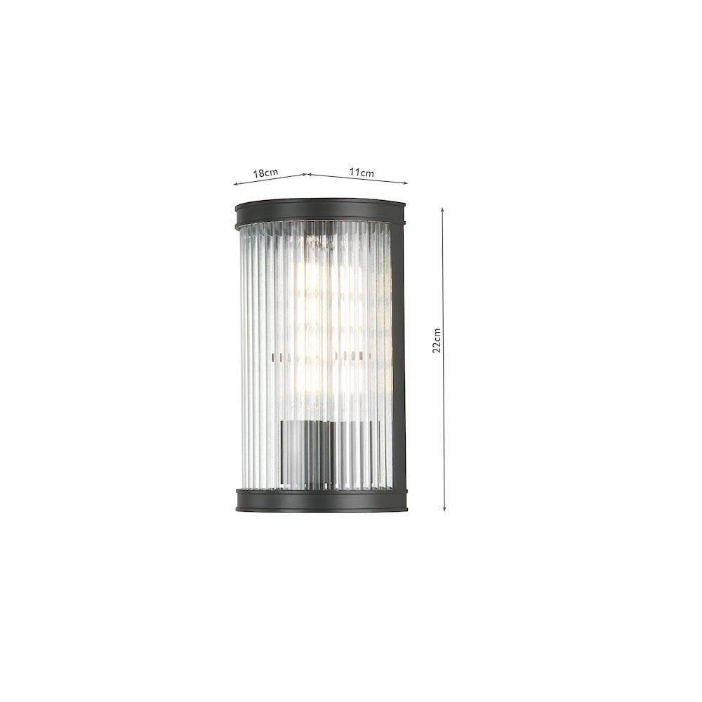 BIA0722 Bianka Wall Light Matt Black and Ribbed Glass