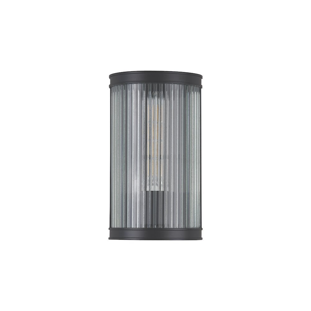 BIA0722 Bianka Wall Light Matt Black and Ribbed Glass