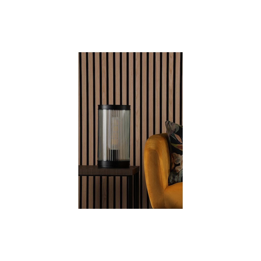 BIA4222 Bianka Table Lamp Matt Black and Ribbed Glass