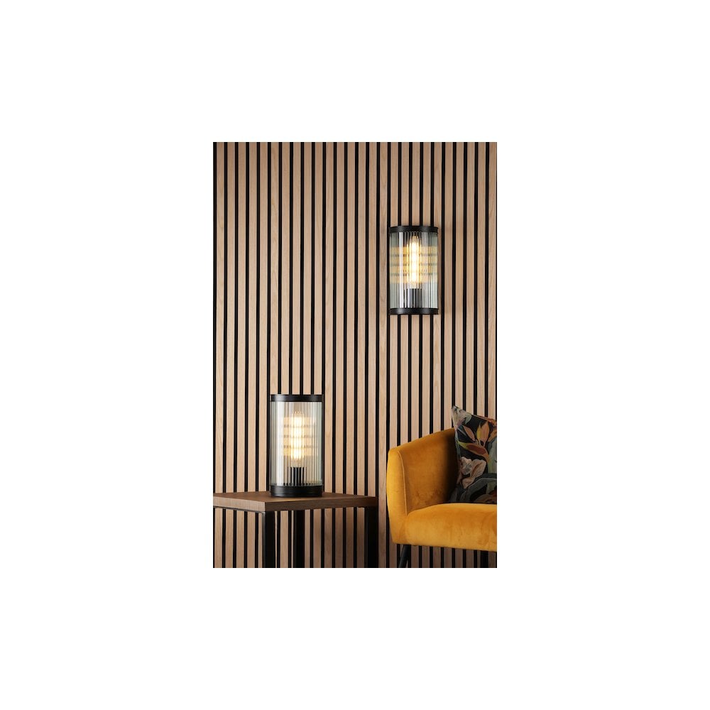 BIA4222 Bianka Table Lamp Matt Black and Ribbed Glass