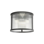 BIA5322 Bianka 3 Light Flush Matt Black and Ribbed Glass