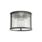 BIA5322 Bianka 3 Light Flush Matt Black and Ribbed Glass