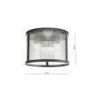 BIA5322 Bianka 3 Light Flush Matt Black and Ribbed Glass