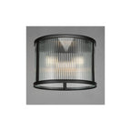 BIA5322 Bianka 3 Light Flush Matt Black and Ribbed Glass