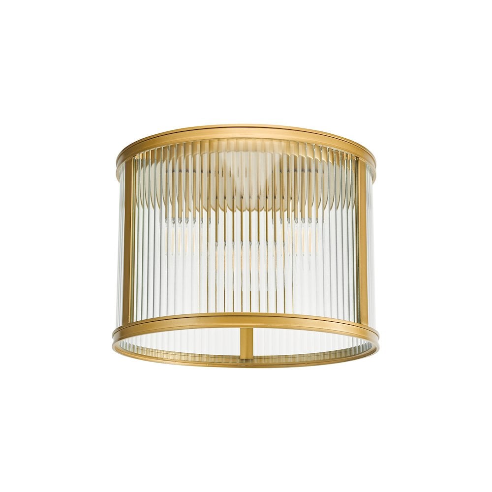 BIA5363 Bianka 3 Light Flush Bronze and Ribbed Glass