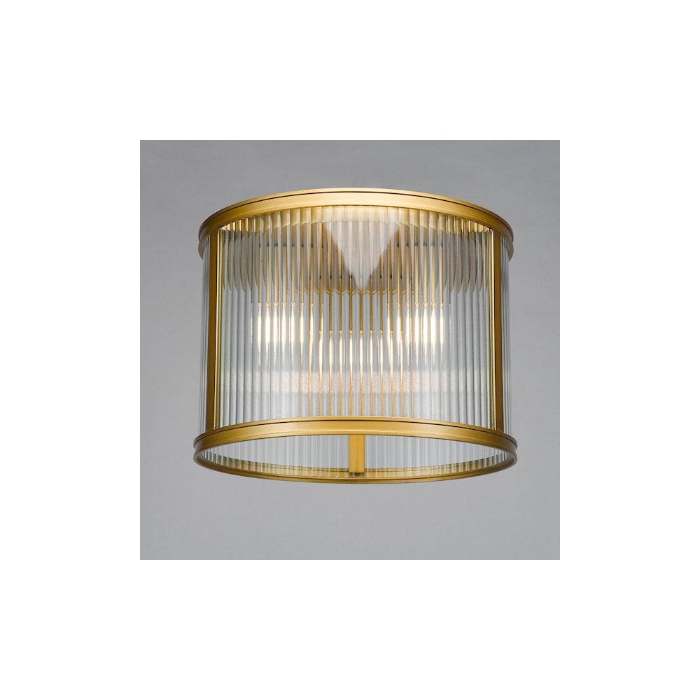 BIA5363 Bianka 3 Light Flush Bronze and Ribbed Glass