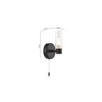 BOL0722 Bolton Bathroom Wall Light Matt Black and Ribbed Glass IP44