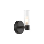 BOL0722 Bolton Bathroom Wall Light Matt Black and Ribbed Glass IP44
