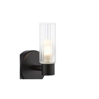BOL0722 Bolton Bathroom Wall Light Matt Black and Ribbed Glass IP44