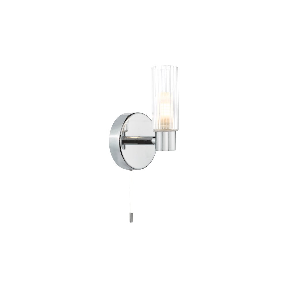 BOL0750 Bolton Bathroom Wall Light Polished Chrome and Ribbed Glass IP44