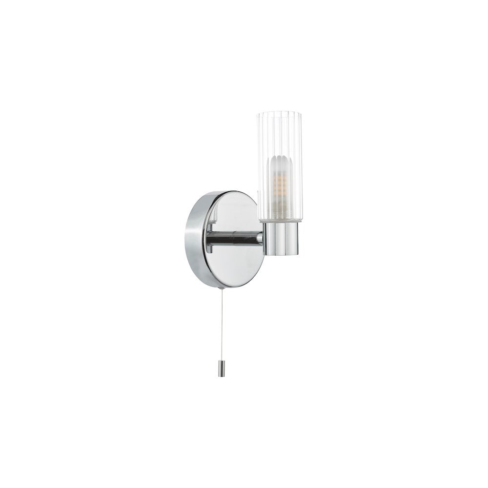 BOL0750 Bolton Bathroom Wall Light Polished Chrome and Ribbed Glass IP44 (S)