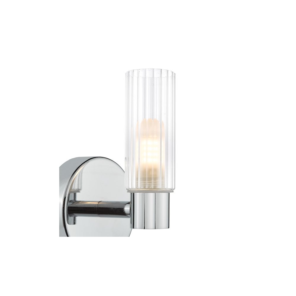 BOL0750 Bolton Bathroom Wall Light Polished Chrome and Ribbed Glass IP44