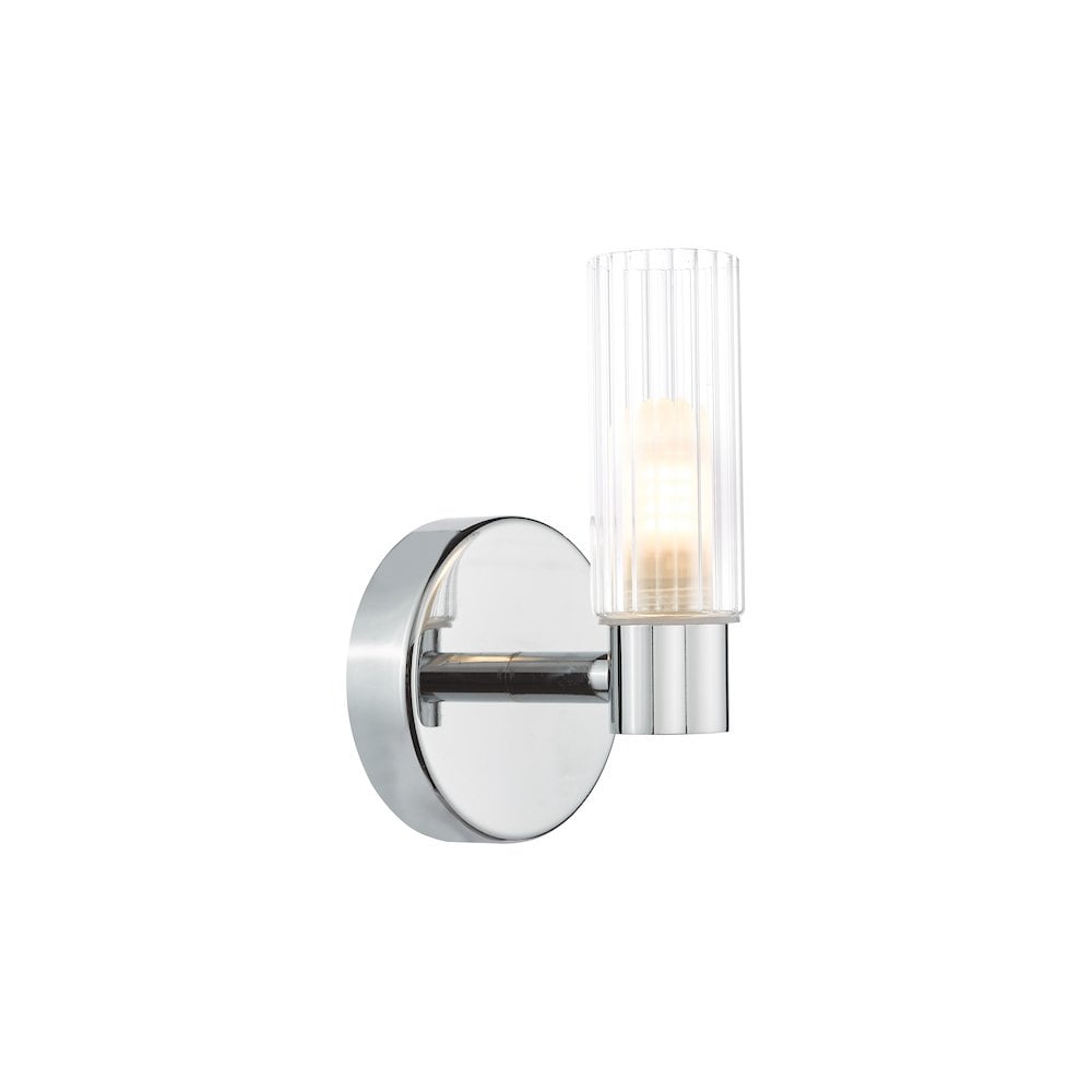 BOL0750 Bolton Bathroom Wall Light Polished Chrome and Ribbed Glass IP44 (S)