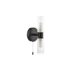 BOL0922 Bolton 2 Light Bathroom Wall Light Matt Black and Ribbed Glass IP44
