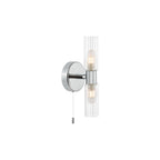 BOL0950 Bolton 2 Light Bathroom Wall Light Polished Chrome and Ribbed Glass IP44
