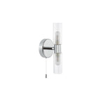 BOL0950 Bolton 2 Light Bathroom Wall Light Polished Chrome and Ribbed Glass IP44