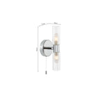 BOL0950 Bolton 2 Light Bathroom Wall Light Polished Chrome and Ribbed Glass IP44