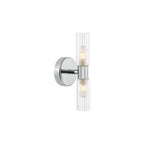 BOL0950 Bolton 2 Light Bathroom Wall Light Polished Chrome and Ribbed Glass IP44