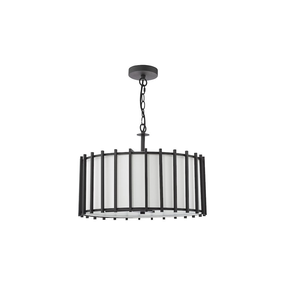 CAG0422 Cagliari 4 Light Armed Pendant Matt Black and Ivory (S)