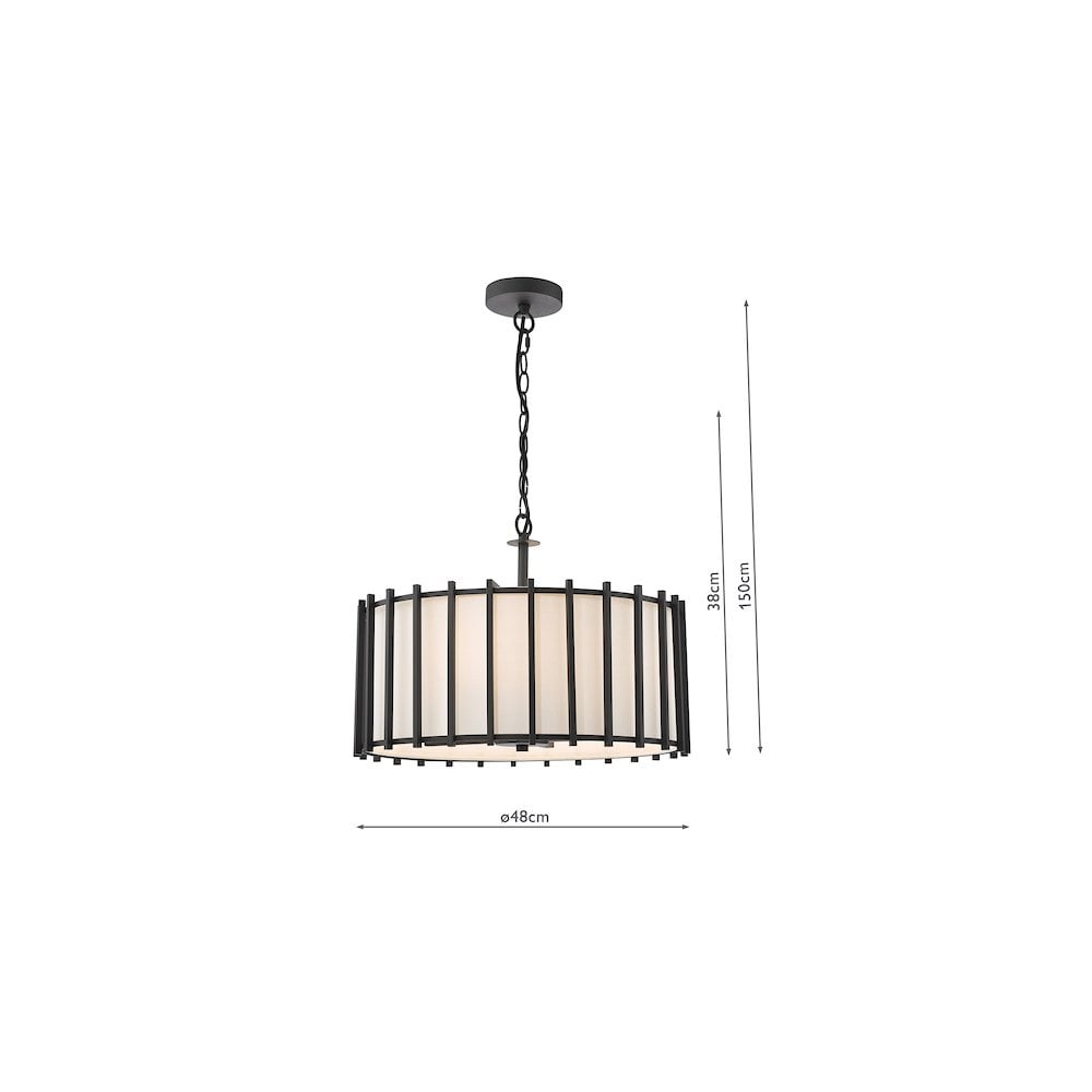 CAG0422 Cagliari 4 Light Armed Pendant Matt Black and Ivory (S)