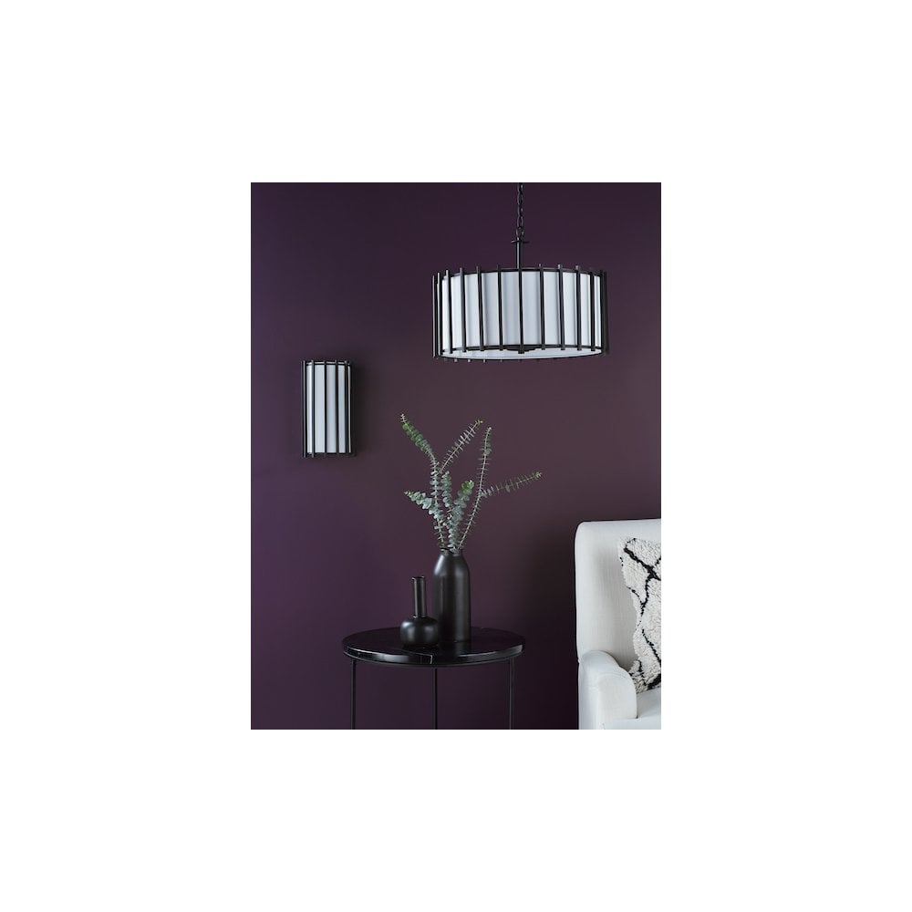 CAG0422 Cagliari 4 Light Armed Pendant Matt Black and Ivory (S)