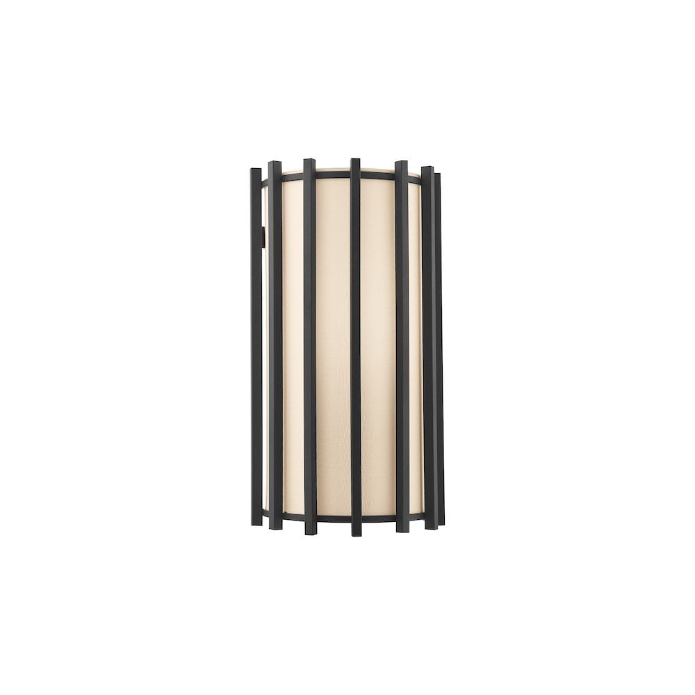 CAG0722 Cagliari Wall Light Matt Black With Ivory Shade