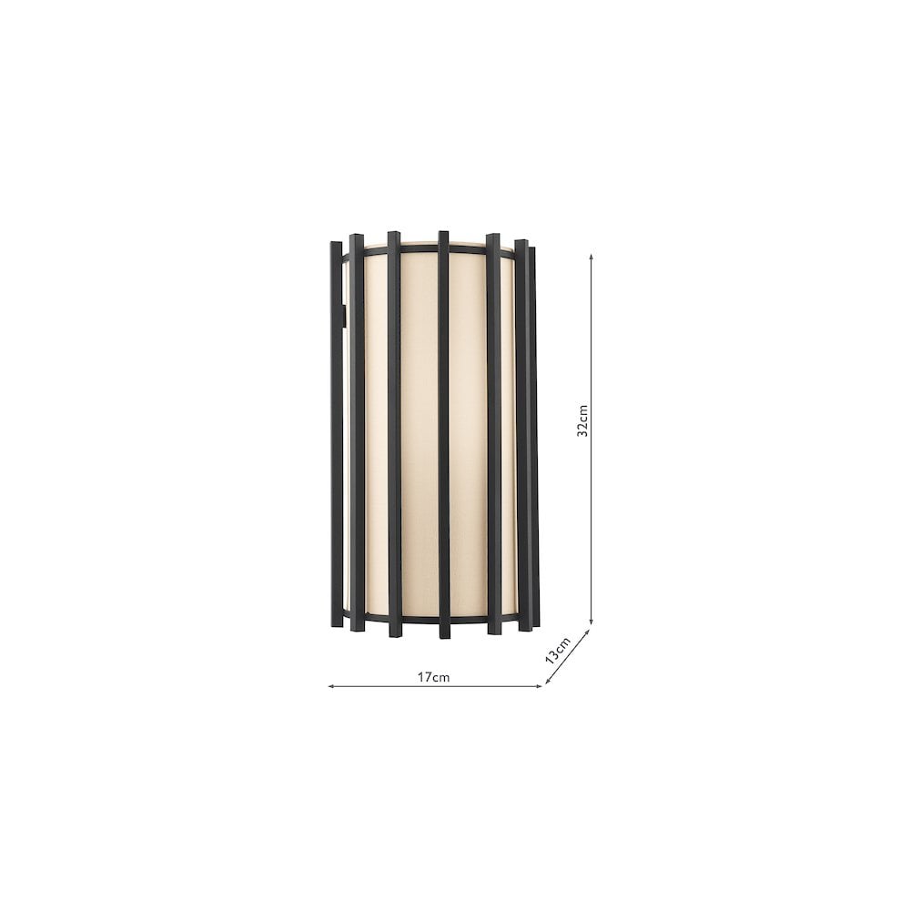 CAG0722 Cagliari Wall Light Matt Black With Ivory Shade