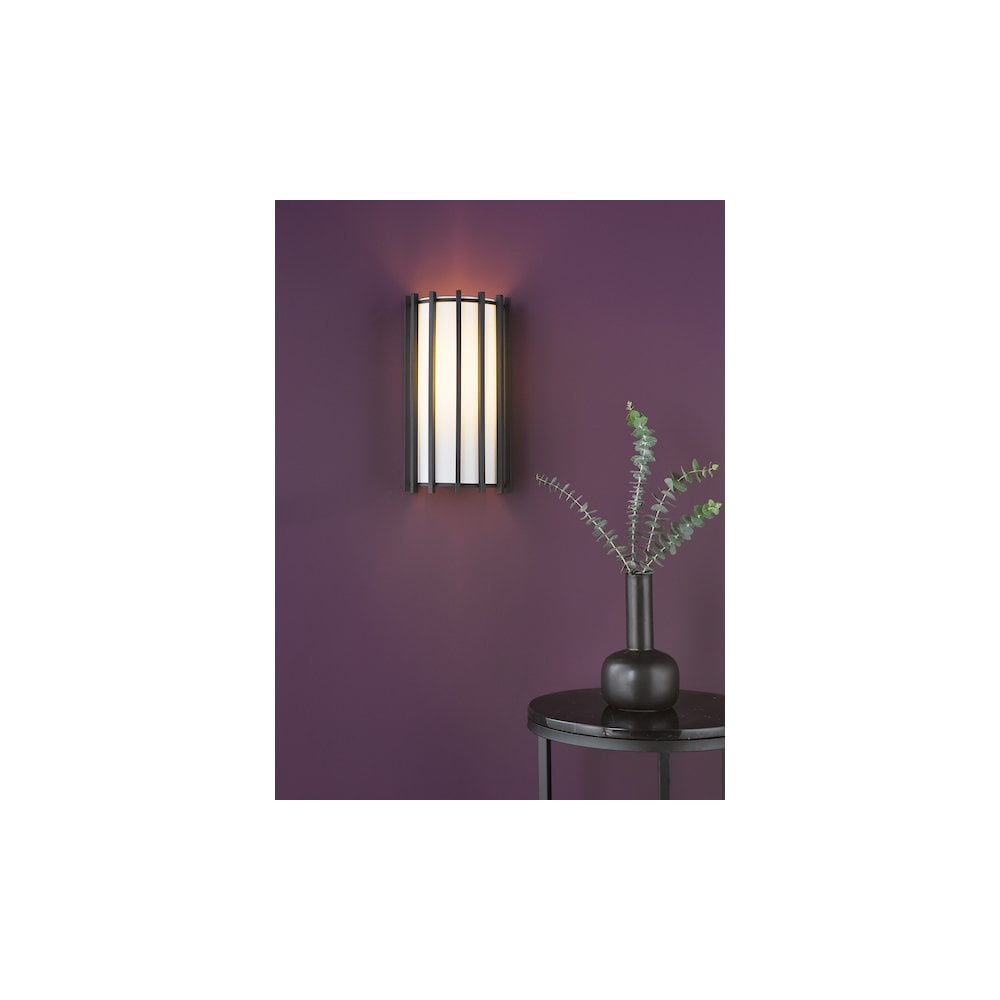CAG0722 Cagliari Wall Light Matt Black With Ivory Shade