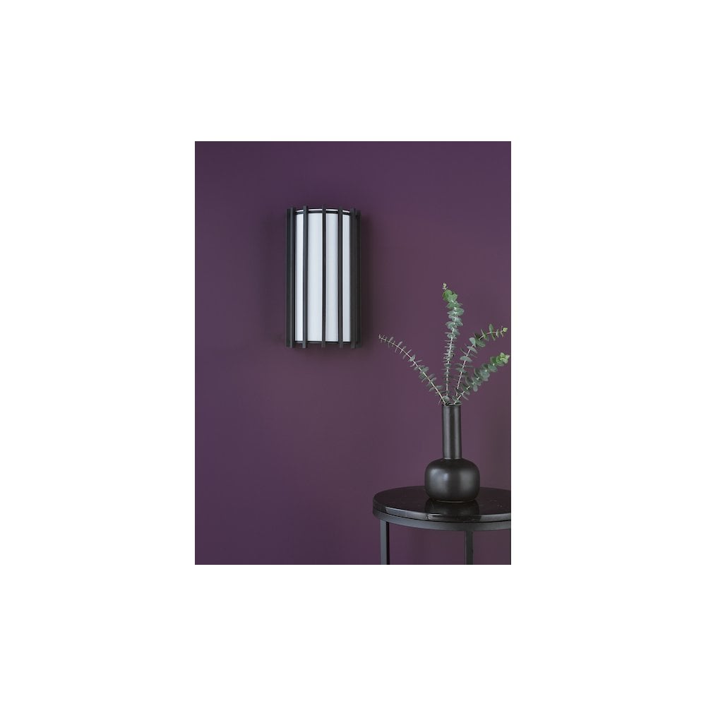 CAG0722 Cagliari Wall Light Matt Black With Ivory Shade