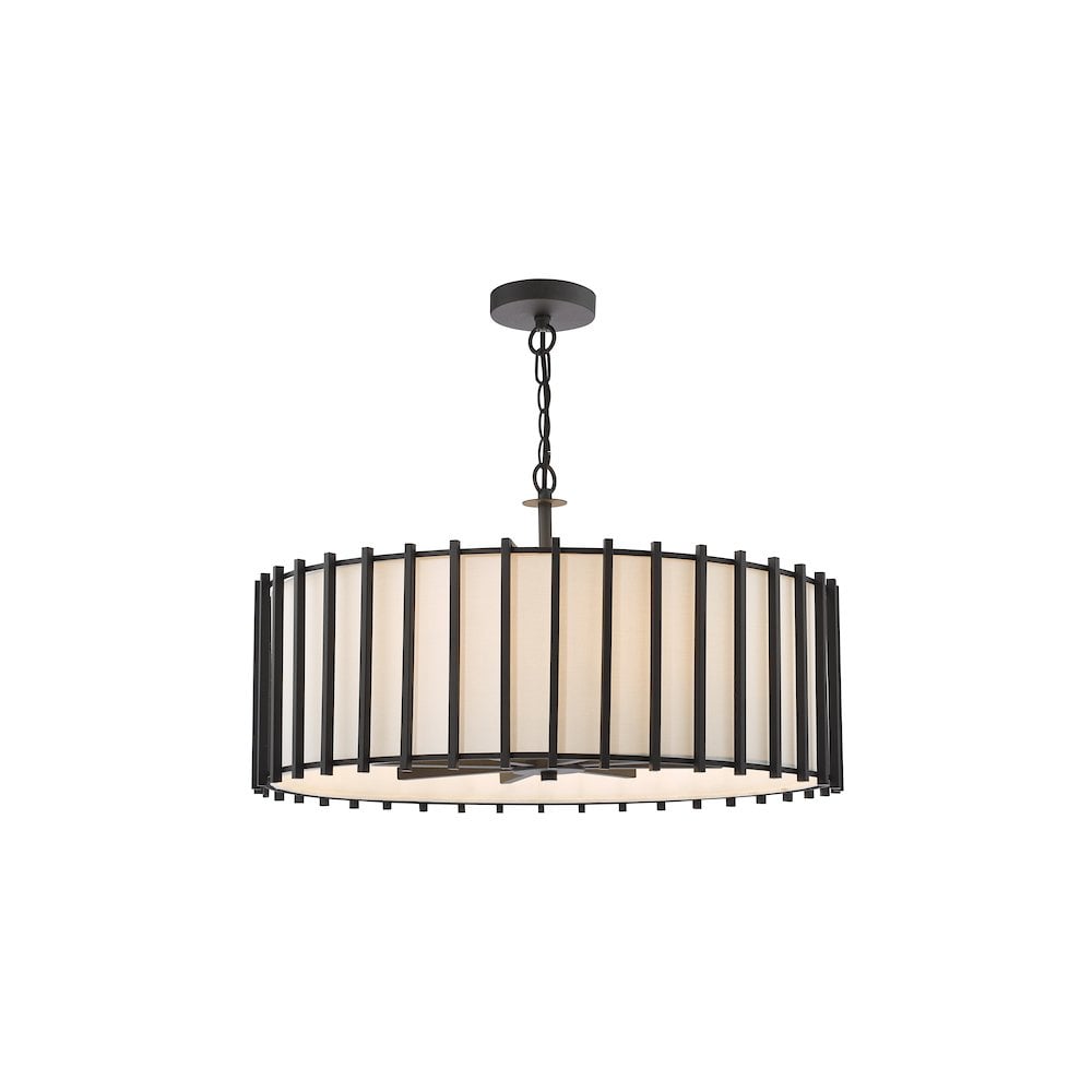 CAG0822 Cagliari 8 Light Armed Pendant Matt Black and Ivory