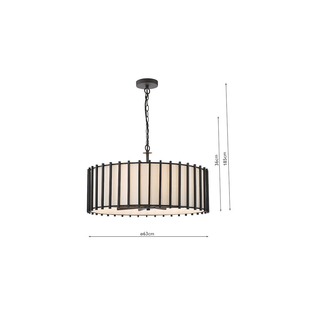 CAG0822 Cagliari 8 Light Armed Pendant Matt Black and Ivory