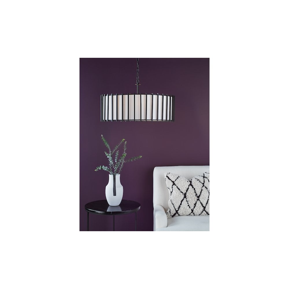 CAG0822 Cagliari 8 Light Armed Pendant Matt Black and Ivory