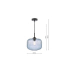 DEM0123 Demarius Pendant Matt Black and Blue Ribbed Glass