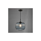 DEM0123 Demarius Pendant Matt Black and Blue Ribbed Glass