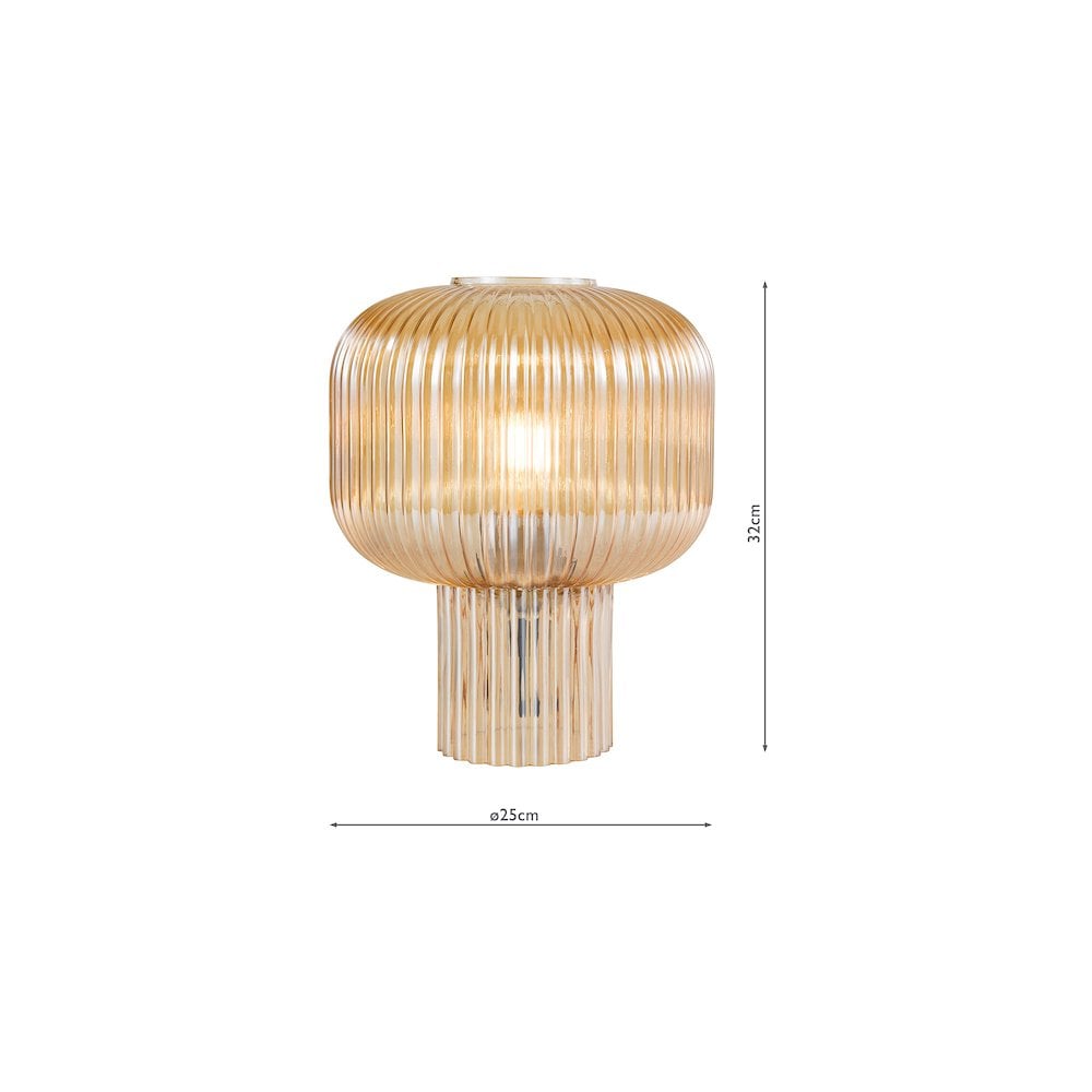 DEM4206 Demarius Table Lamp Amber Ribbed Glass