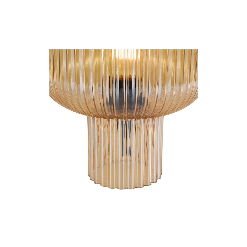 DEM4206 Demarius Table Lamp Amber Ribbed Glass